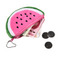 Custom cute watermelon shaped embroidery velvet coin purse plush zipper fruit coin wallet